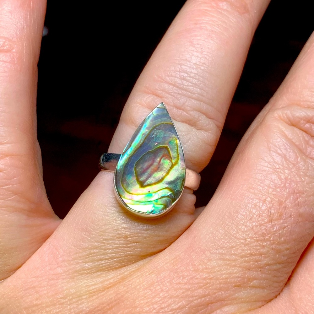 Solid Sterling Silver Abalone Ring - image 1